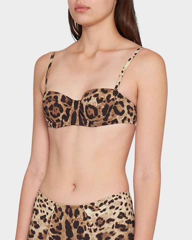 Leo Printed Balconette Bikini Top